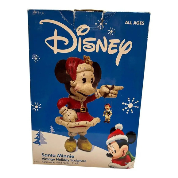 Disney Santa Minnie Vintage Holiday Sculpture Figurine Hand Made 9" New w/ Box - Picture 8 of 10
